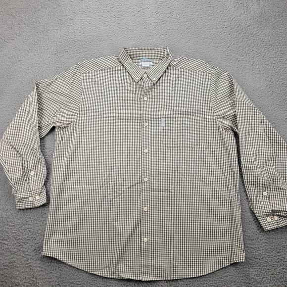 Columbia Shirt Mens XL Tan Green Button Down Outdoor Classic Long Sleeve Casual - Picture 1 of 11